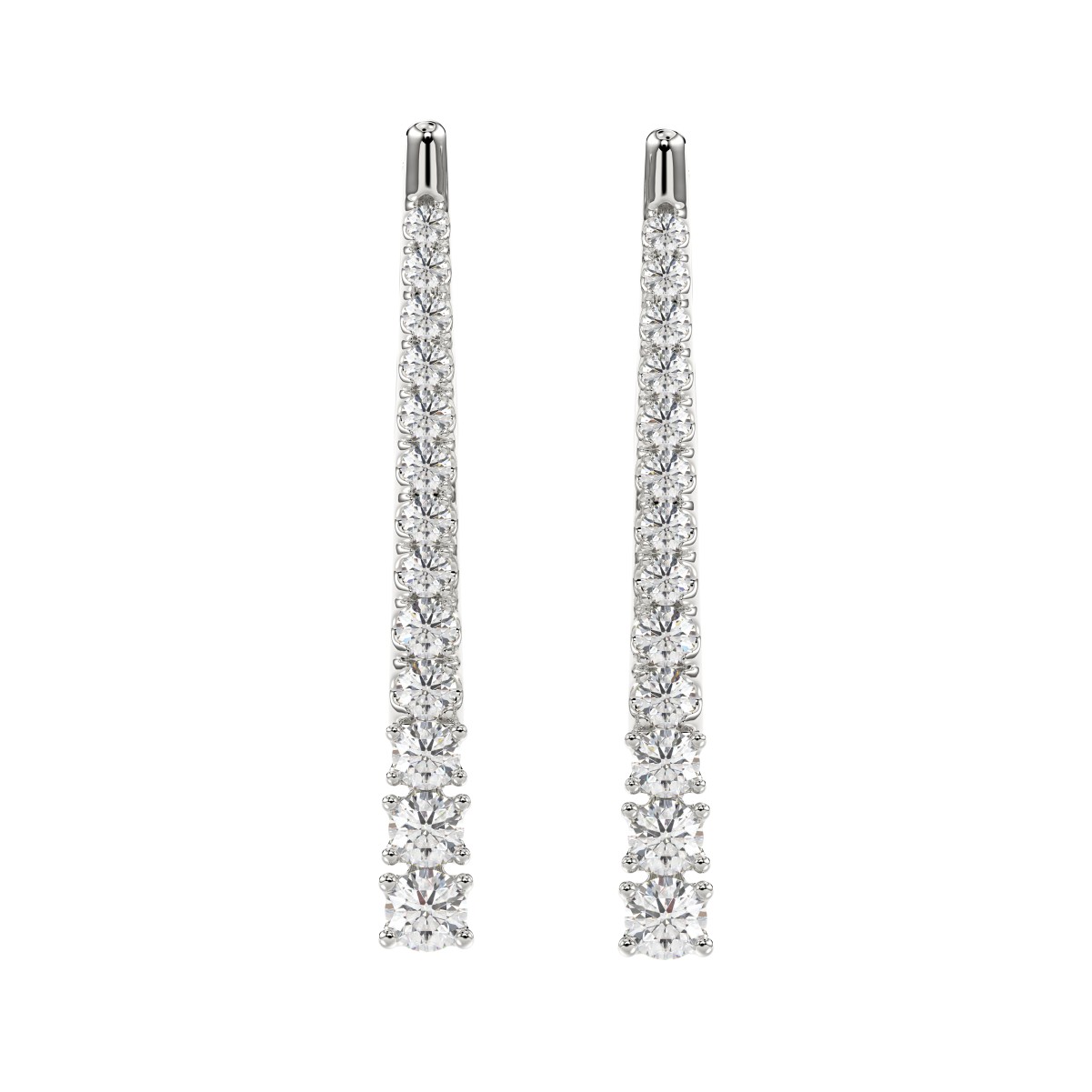 14K WHITE GOLD 3/4CT ROUND DIAMOND LADIES HOOPS EARRINGS 