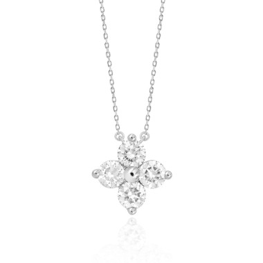 14K WHITE GOLD 1 5/8CT ROUND DIAMOND LADIES PENDANT WITH CHAIN 