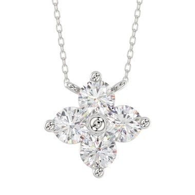 14K WHITE GOLD 1CT ROUND DIAMOND LADIES PENDANT WITH CHAIN 