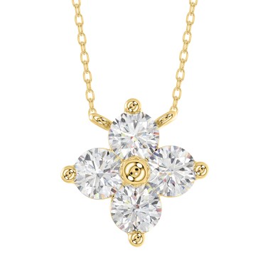 14K YELLOW GOLD 1CT ROUND DIAMOND LADIES PENDANT WITH CHAIN 