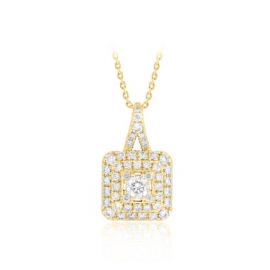 14K YELLOW GOLD 3/4CT ROUND DIAMOND LADIES PENDANT WITH CHAIN  