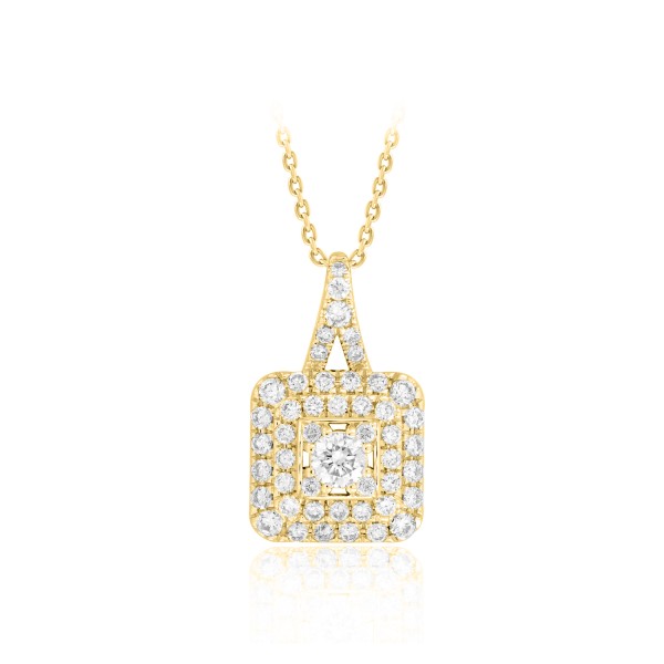 14K YELLOW GOLD 3/4CT ROUND DIAMOND LADIES PENDANT...