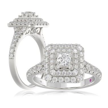 14K WHITE  GOLD 1CT ROUND DIAMOND LADIES RING 