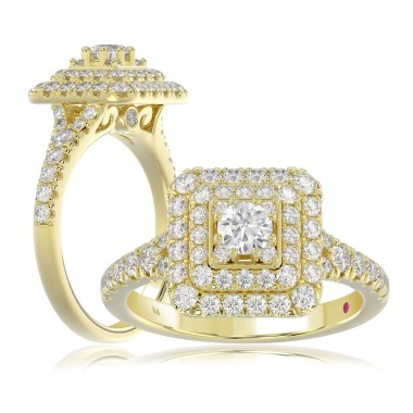 14K YELLOW GOLD 1CT ROUND DIAMOND LADIES RING 