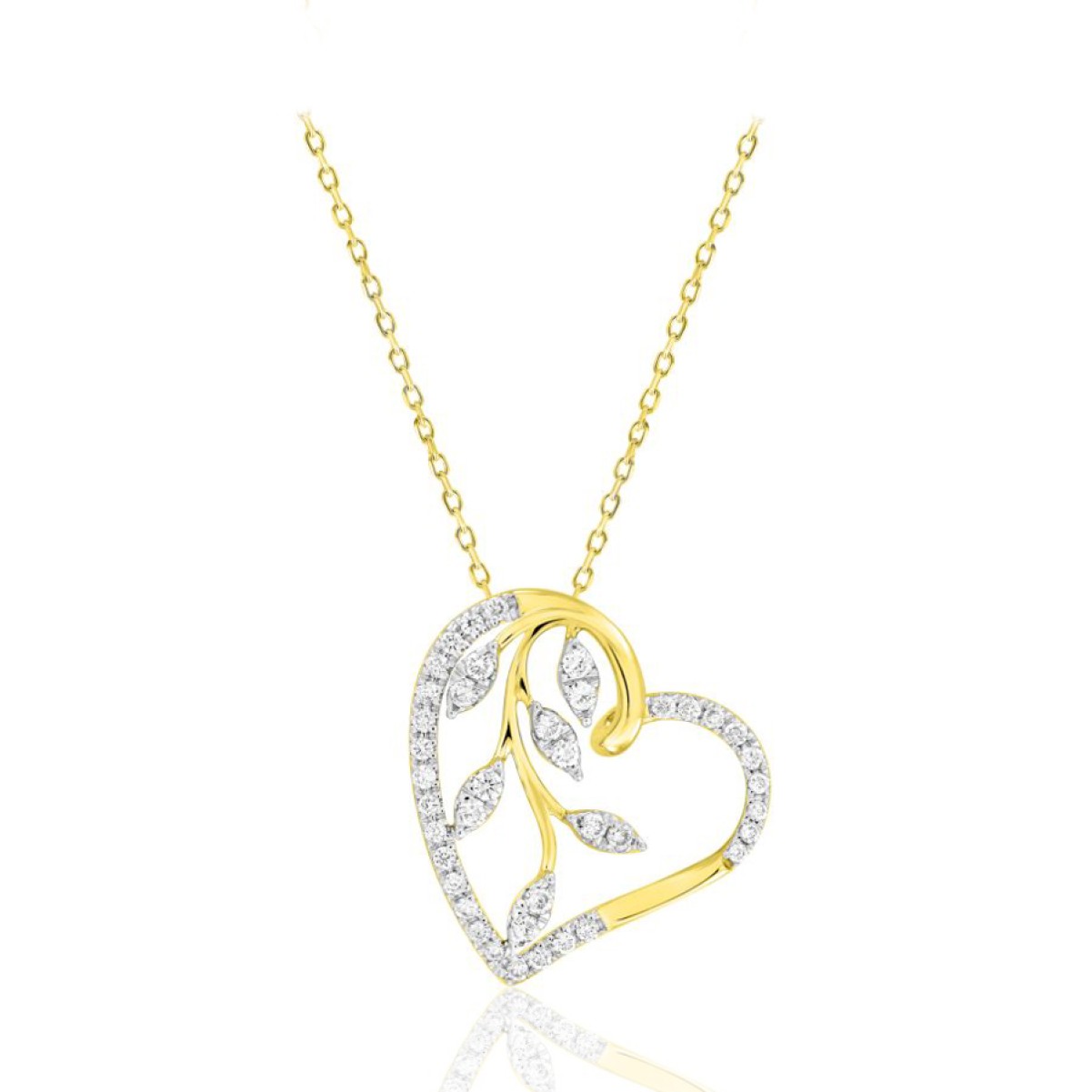 14K YELLOW GOLD 1/4CT ROUND DIAMOND LADIES PENDANT WITH CHAIN  