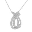 14K WHITE GOLD 1CT ROUND/BAGUETTE DIAMOND LADIES PENDANT WITH CHAIN 