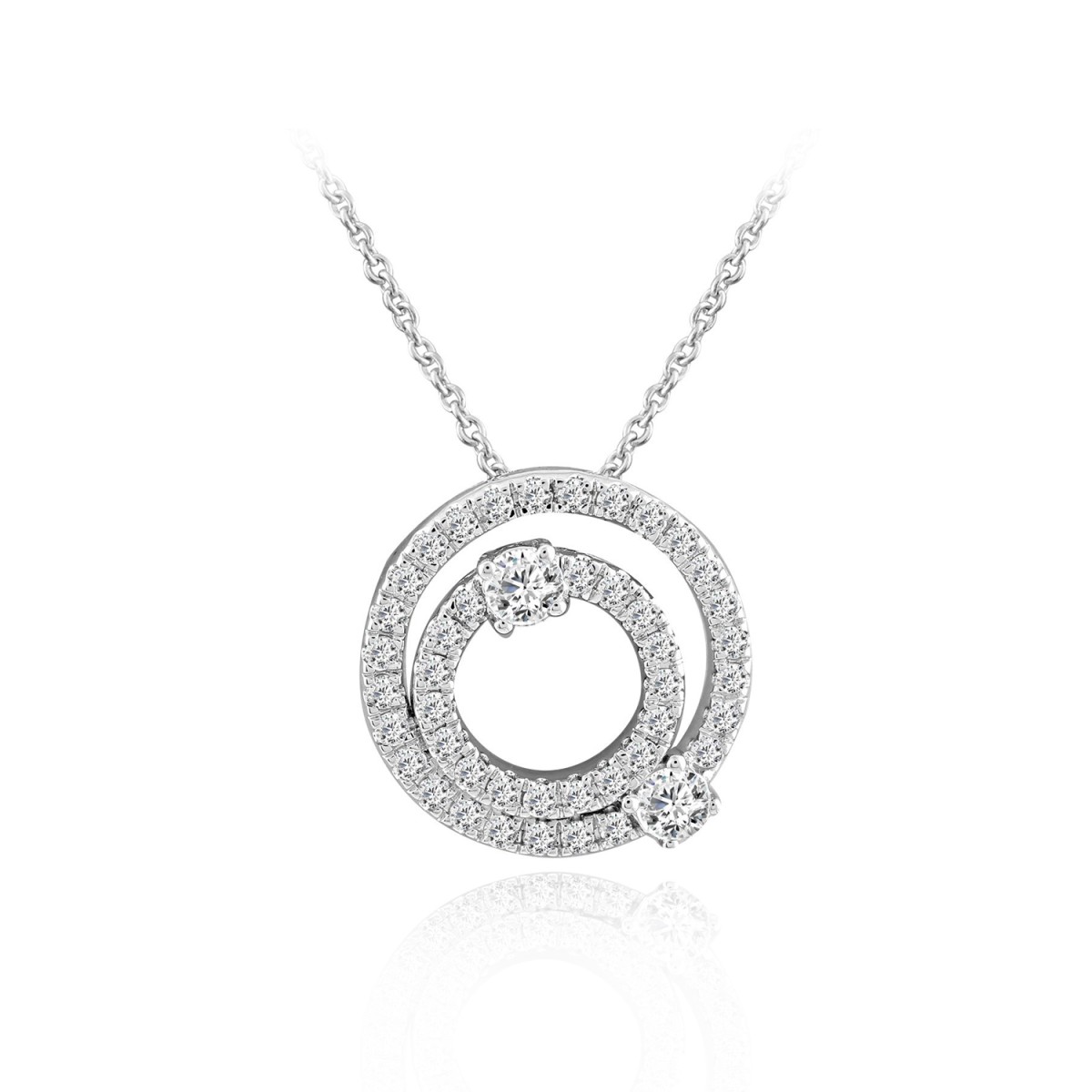 14K WHITE GOLD 1/2CT ROUND DIAMOND LADIES PENDANT WITH CHAIN