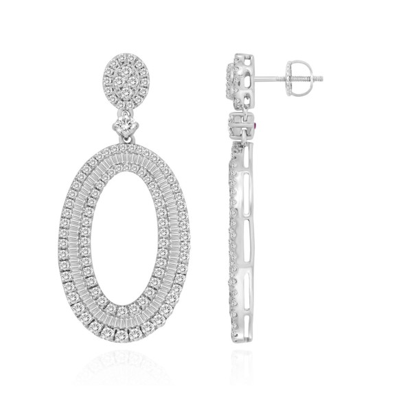 14K WHITE GOLD 4 1/3CT ROUND/BAGUETTE DIAMOND LADI...