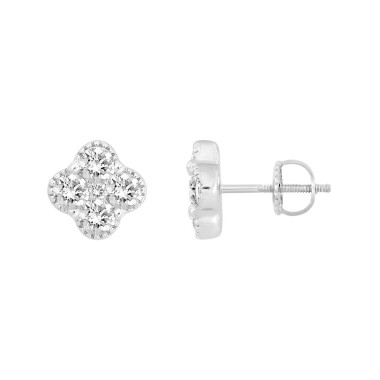 14K WHITE GOLD 1/2CT ROUND DIAMOND LADIES EARRINGS