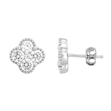 14K WHITE GOLD 2CT ROUND DIAMOND LADIES EARRINGS