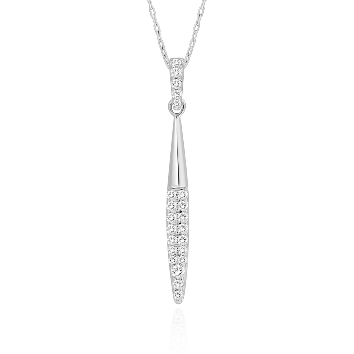 14K WHITE GOLD 1/6CT ROUND DIAMOND LADIES PENDANT WITH CHAIN 