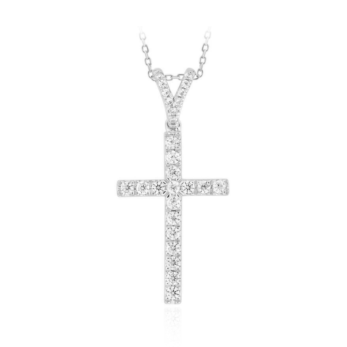 14K WHITE GOLD 1/2CT ROUND DIAMOND LADIES PENDANT WITH CHAIN 