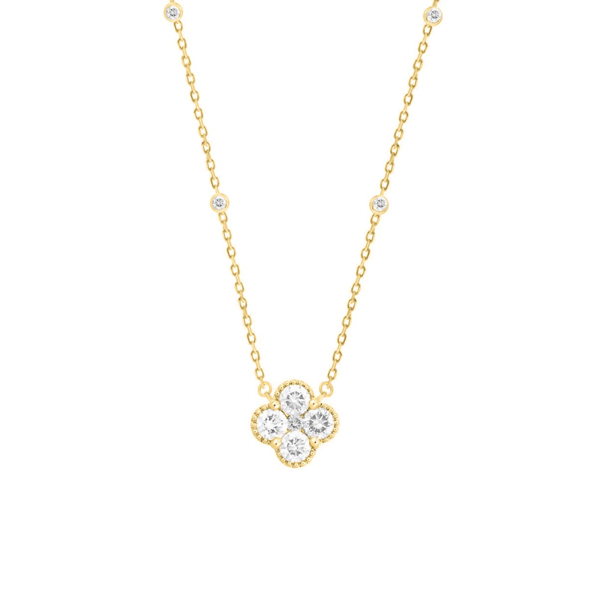 1/6 Ctw Connecting V-shape Pendant Round Cut Diamond Necklace in 10K Yellow  Gold