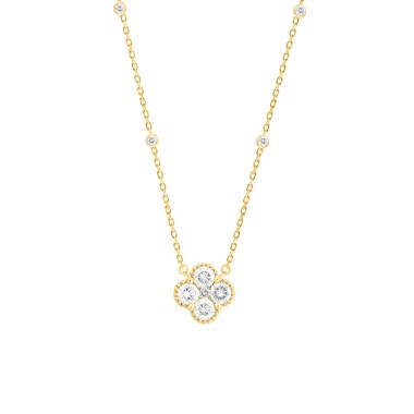 14K YELLOW GOLD 1CT ROUND DIAMOND LADIES NECKLACE