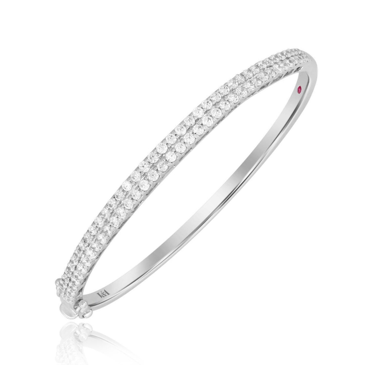 14K WHITE GOLD 2CT ROUND DIAMOND LADIES BANGLE