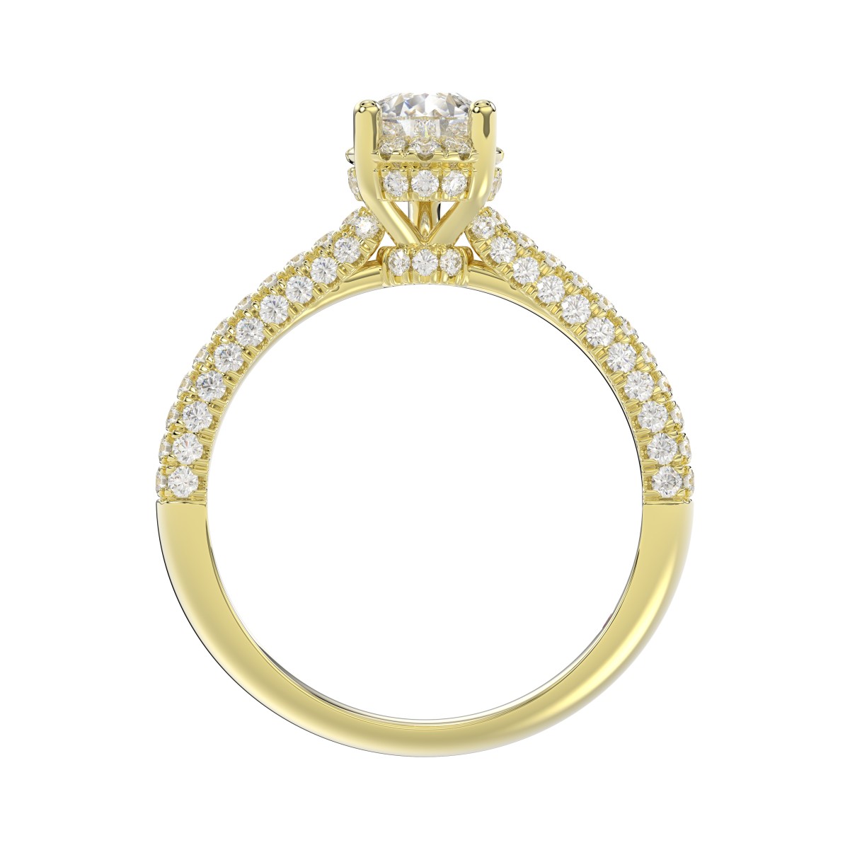 14K YELLOW GOLD 1 1/4CT ROUND/PEAR DIAMOND LADIES RING(CENTER STONE PEAR DIAMOND 3/4CT)