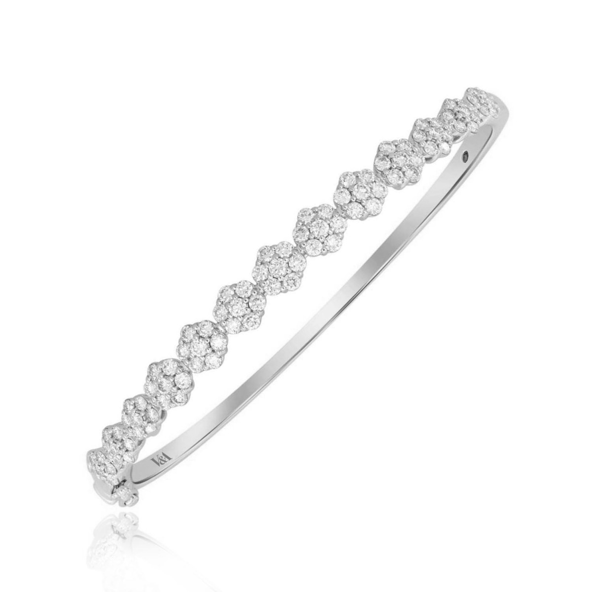 14K WHITE GOLD 2 1/4CT ROUND DIAMOND LADIES BANGLE