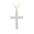 14K YELLOW GOLD 1CT ROUND/BAGUETTE DIAMOND LADIES PENDANT WITH CHAIN 