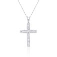 14K WHITE GOLD 7/8CT ROUND/BAGUETTE DIAMOND LADIES PENDANT WITH CHAIN 