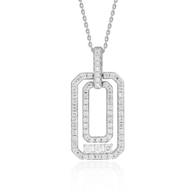 14K WHITE GOLD 1/2CT ROUND DIAMOND LADIES PENDANT WITH CHAIN 