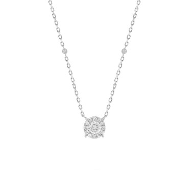 14K WHITE GOLD 3/4CT ROUND DIAMOND LADIES NECKLACE