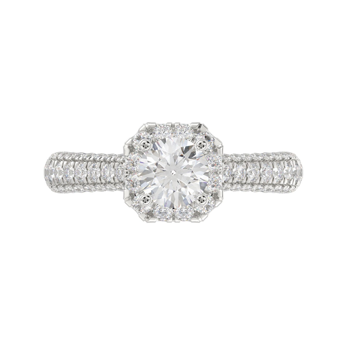 14K WHITE GOLD 1 1/2CT ROUND DIAMOND LADIES RING(CENTER STONE ROUND DIAMOND 7/8CT)