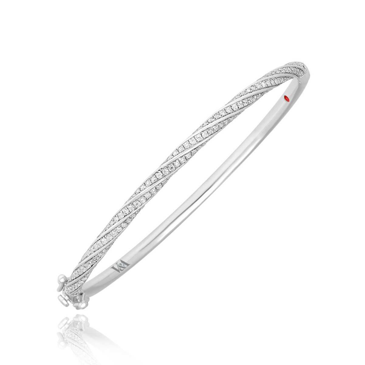 14K WHITE GOLD 1 1/2CT ROUND DIAMOND LADIES BANGLE