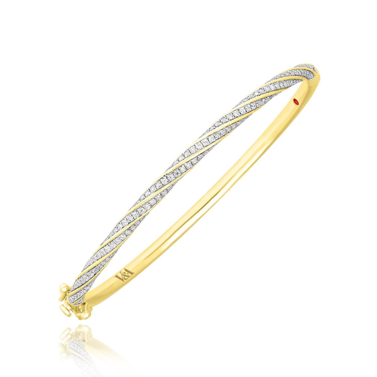 14K YELLOW GOLD 1 1/2CT ROUND DIAMOND LADIES BANGLE