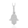 14K WHITE GOLD 1/5CT ROUND/BAGUETTE DIAMOND LADIES PENDANT WITH CHAIN 