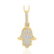 14K YELLOW GOLD 1/5CT ROUND/BAGUETTE DIAMOND LADIES PENDANT WITH CHAIN 