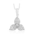 14K WHITE GOLD 1/4CT ROUND/BAGUETTE DIAMOND LADIES PENDANT WITH CHAIN 
