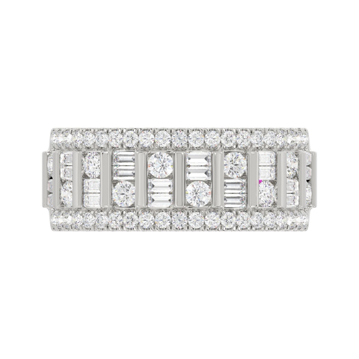 14K WHITE GOLD 1CT ROUND/BAGUETTE DIAMOND LADIES BAND 