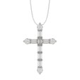 14K WHITE GOLD 1 1/6CT ROUND/BAGUETTE DIAMOND LADIES PENDANT WITH CHAIN  