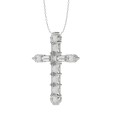 14K WHITE GOLD 1 1/6CT ROUND/BAGUETTE DIAMOND LADIES PENDANT WITH CHAIN  