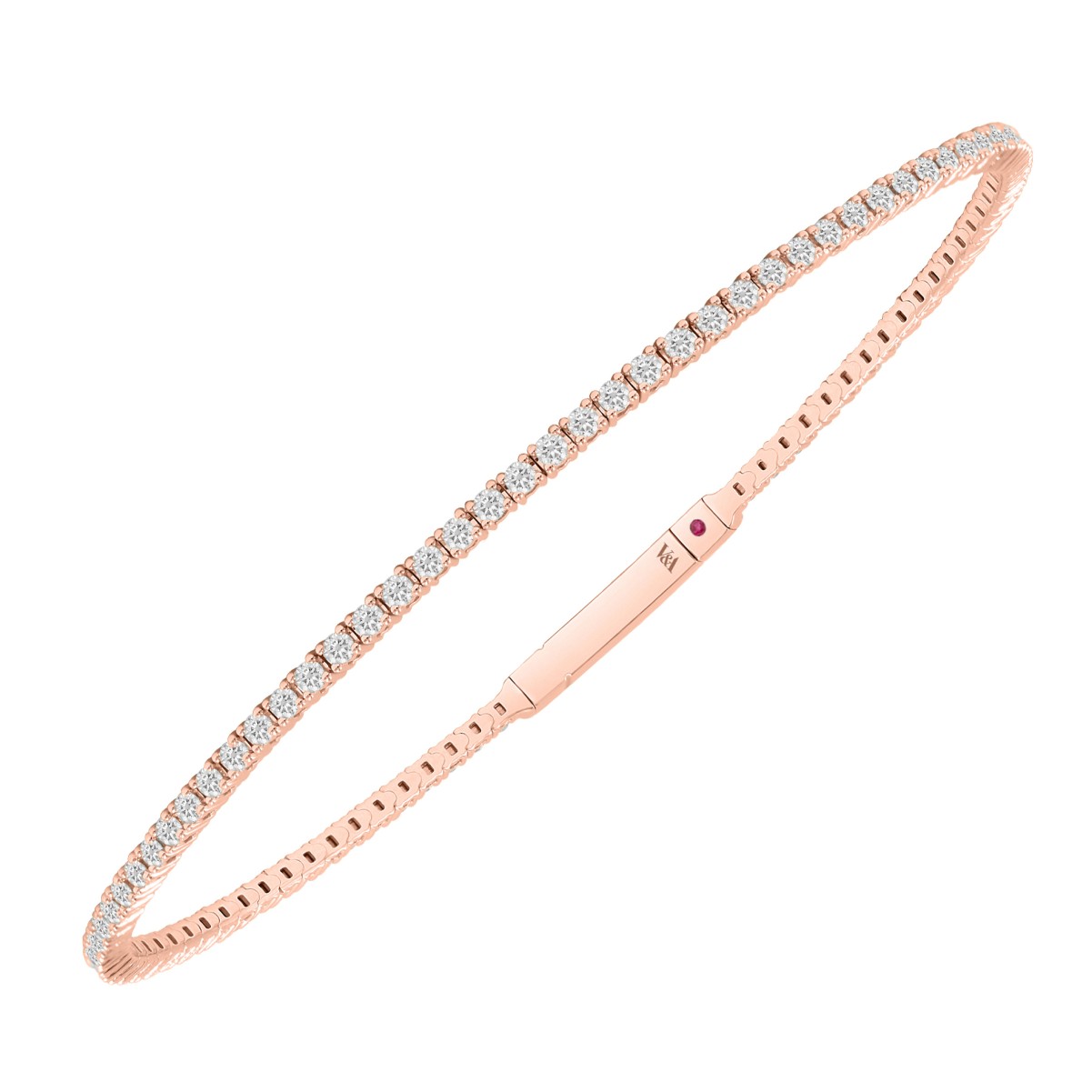 14K ROSE GOLD 1CT ROUND DIAMOND LADIES BANGLE