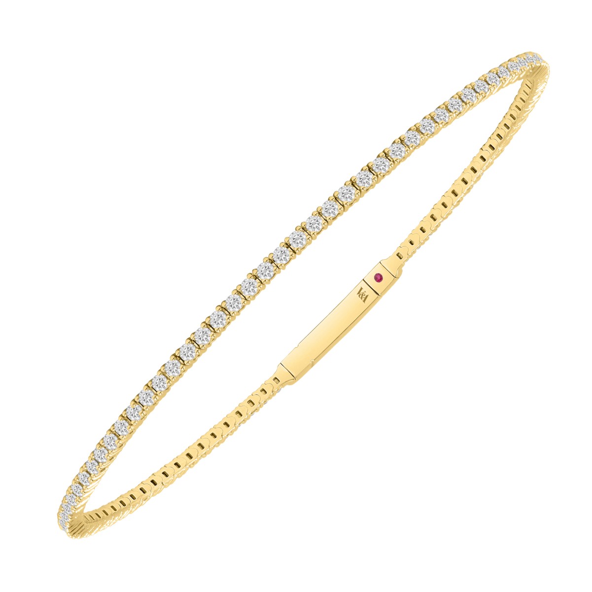 14K YELLOW GOLD 1CT ROUND DIAMOND LADIES BANGLE