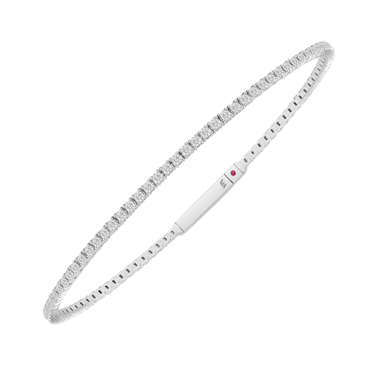 14K WHITE GOLD 3CT ROUND DIAMOND LADIES BANGLE