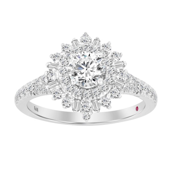 14K WHITE GOLD 1CT BAGUETTE/ROUND DIAMOND LADIES F...