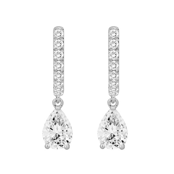 14K WHITE GOLD 1 1/4CT ROUND/PEAR DIAMOND LADIES H...