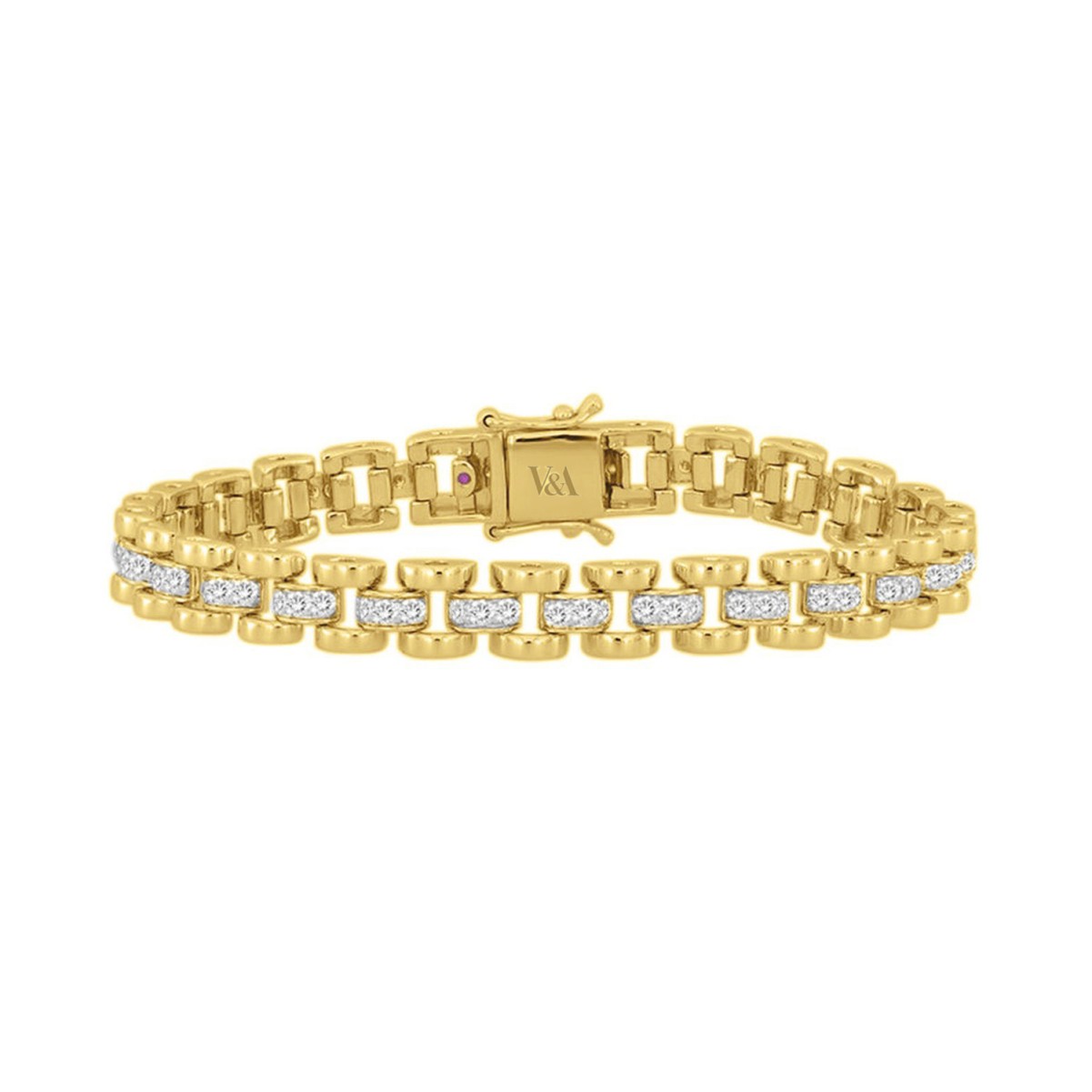 14K YELLOW GOLD 2CT ROUND DIAMOND LADIES BRACELET