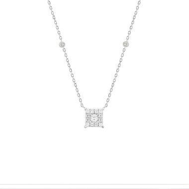 14K WHITE GOLD 1/2CT ROUND/PRINCES DIAMOND LADIES NECKLACE 