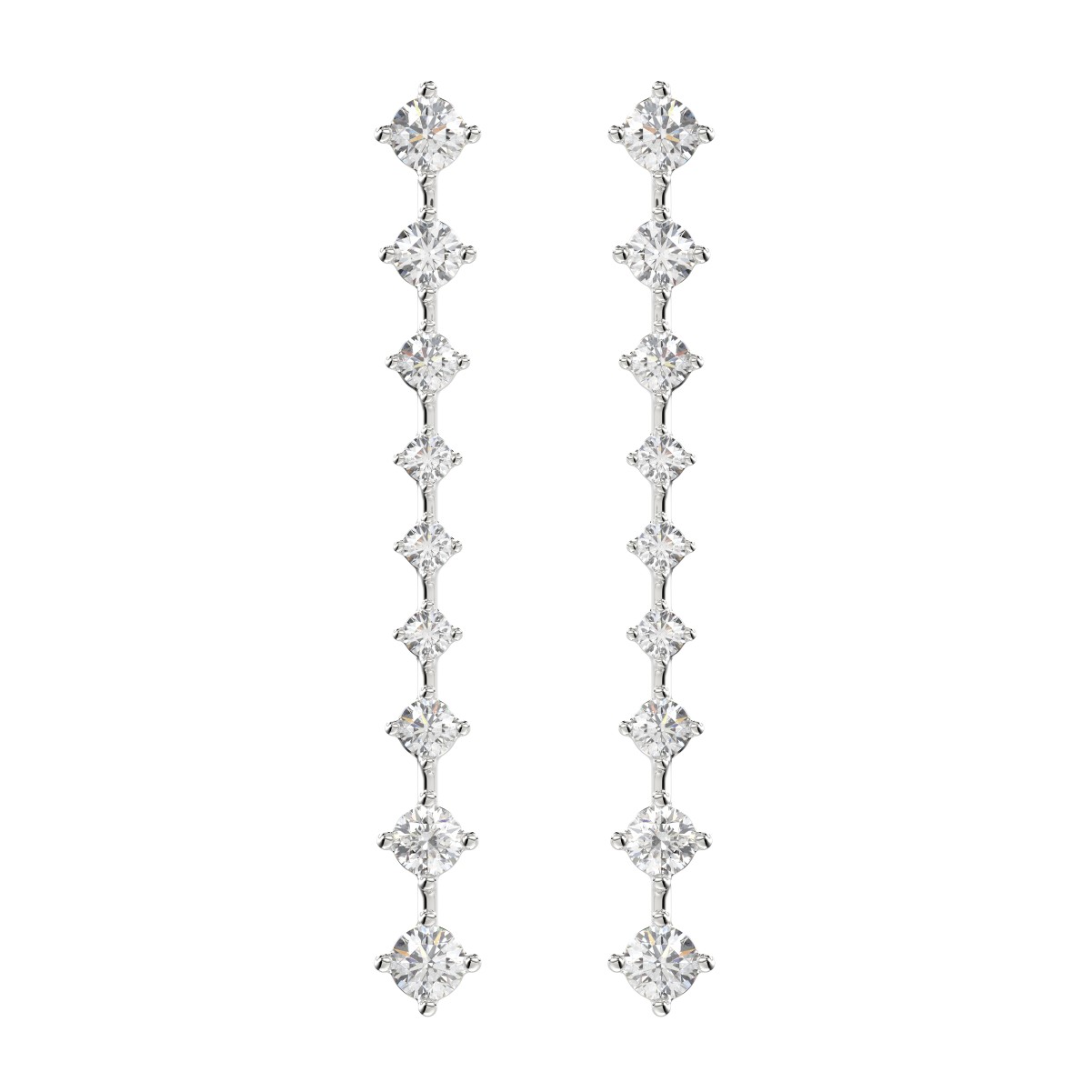 14K WHITE GOLD 2CT ROUND DIAMOND LADIES EARRINGS