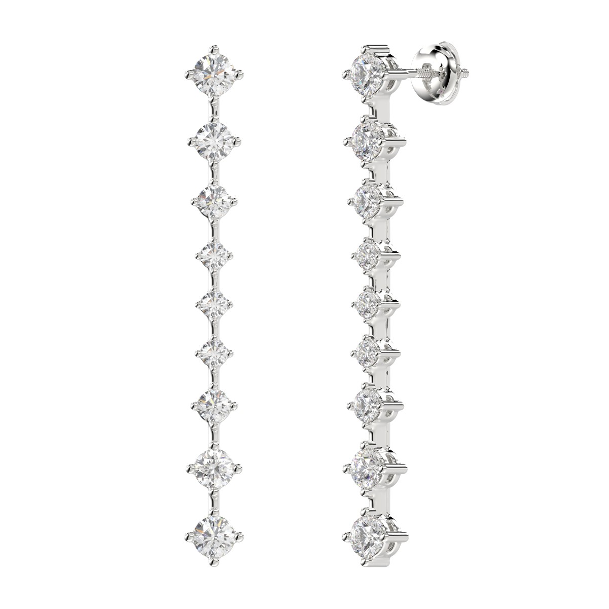 14K WHITE GOLD 2CT ROUND DIAMOND LADIES EARRINGS