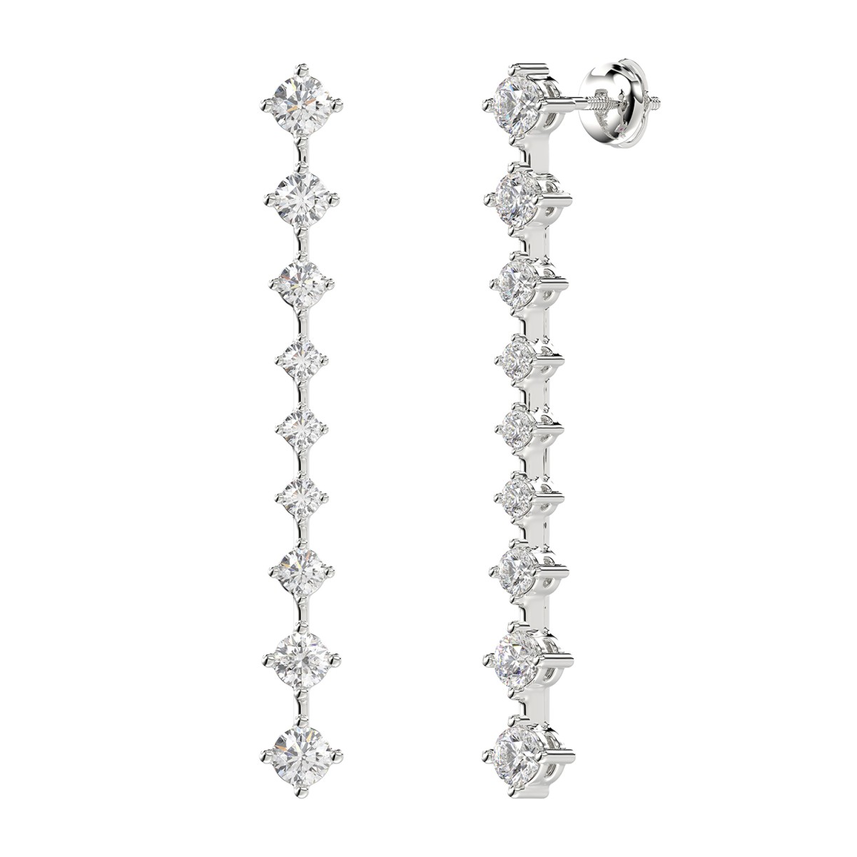 14K WHITE GOLD 2CT ROUND DIAMOND LADIES EARRINGS