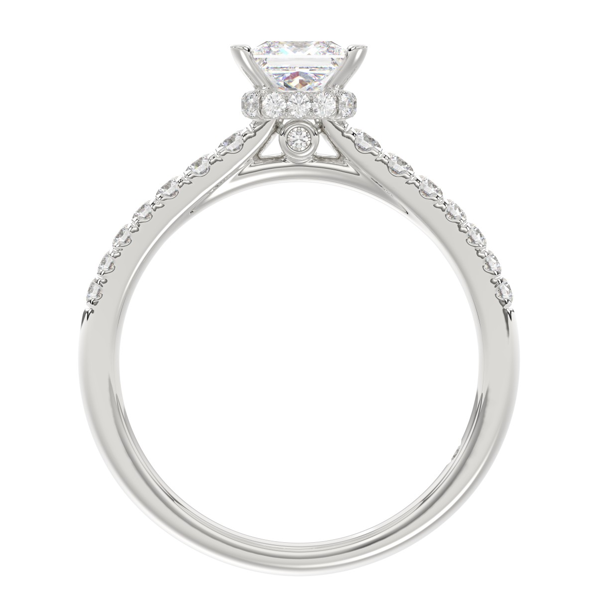 14K WHITE GOLD 1CT ROUND/PRINCESS DIAMOND LADIES RING(CENTER STONE PRINCESS DIAMOND 3/4CT)