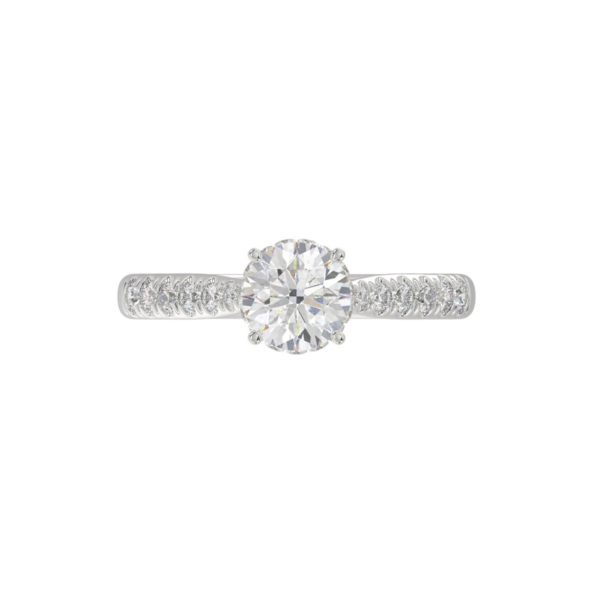 14K WHITE GOLD 1 1/4CT ROUND DIAMOND LADIES RING(CENTER STONE ROUND DIAMOND 7/8CT)