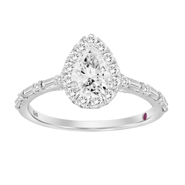 14K WHITE GOLD 1CT ROUND/BAGUETTE LADIES RING ( CE...