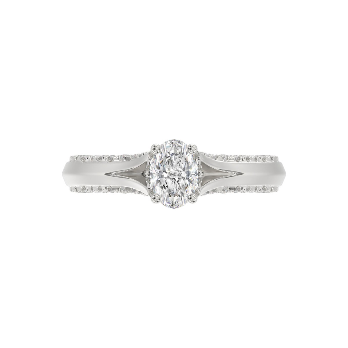 14K WHITE GOLD 3/4CT ROUND/OVAL DIAMOND LADIES RING(CENTER STONE OVAL DIAMOND 1/2CT)