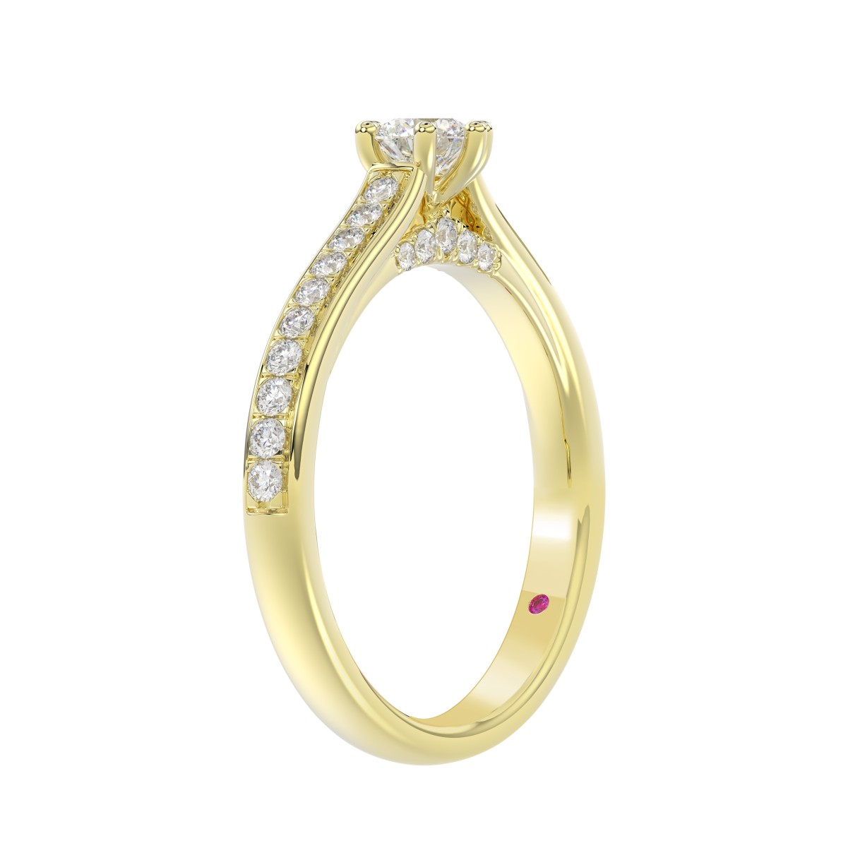 14K YELLOW GOLD 1/2CT ROUND DIAMOND LADIES RING( CENTER STONE ROUND DIAMOND 1/4CT)