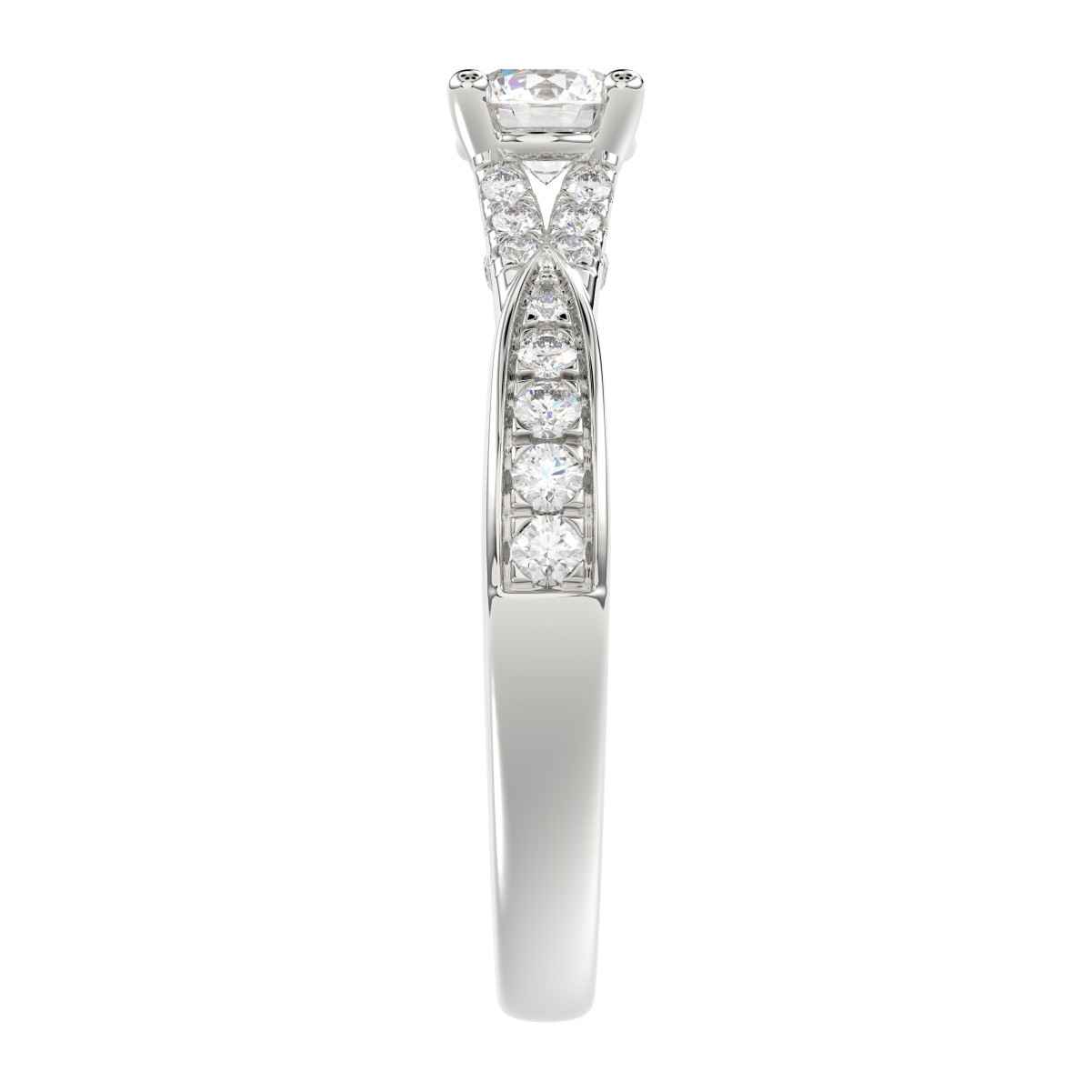 14K WHITE GOLD 3/4CT ROUND DIAMOND LADIES RING( CENTER STONE ROUND DIAMOND 3/8CT)